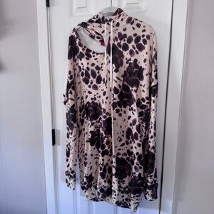 n:philanthropy Frances Leopard Print Hooded Cut Out Mini Sweatshirt Dress Size S
